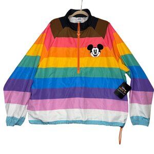Disney Pride Collection Multicolor Striped Pullover Windbreaker Jacket Size XL
